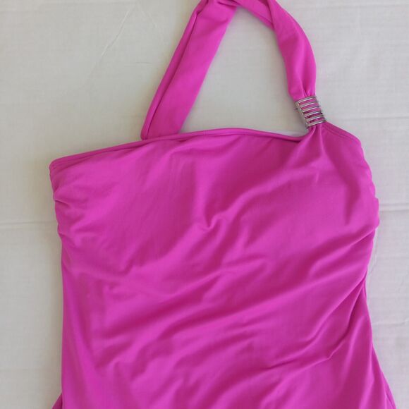 Jantzen Size 6 One Shoulder Skirted One Piece Swimsuit-Metal Details-Lined-Pads - Picture 2 of 12